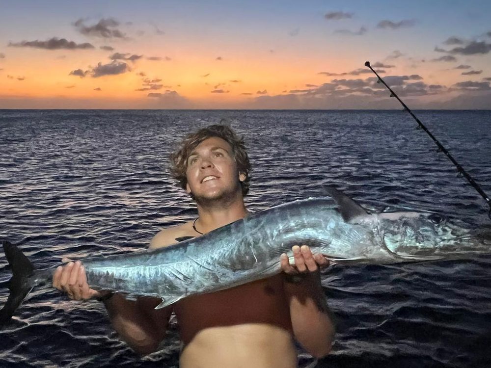 Sunset catch of a wahoo aboard the charter off Bonaire